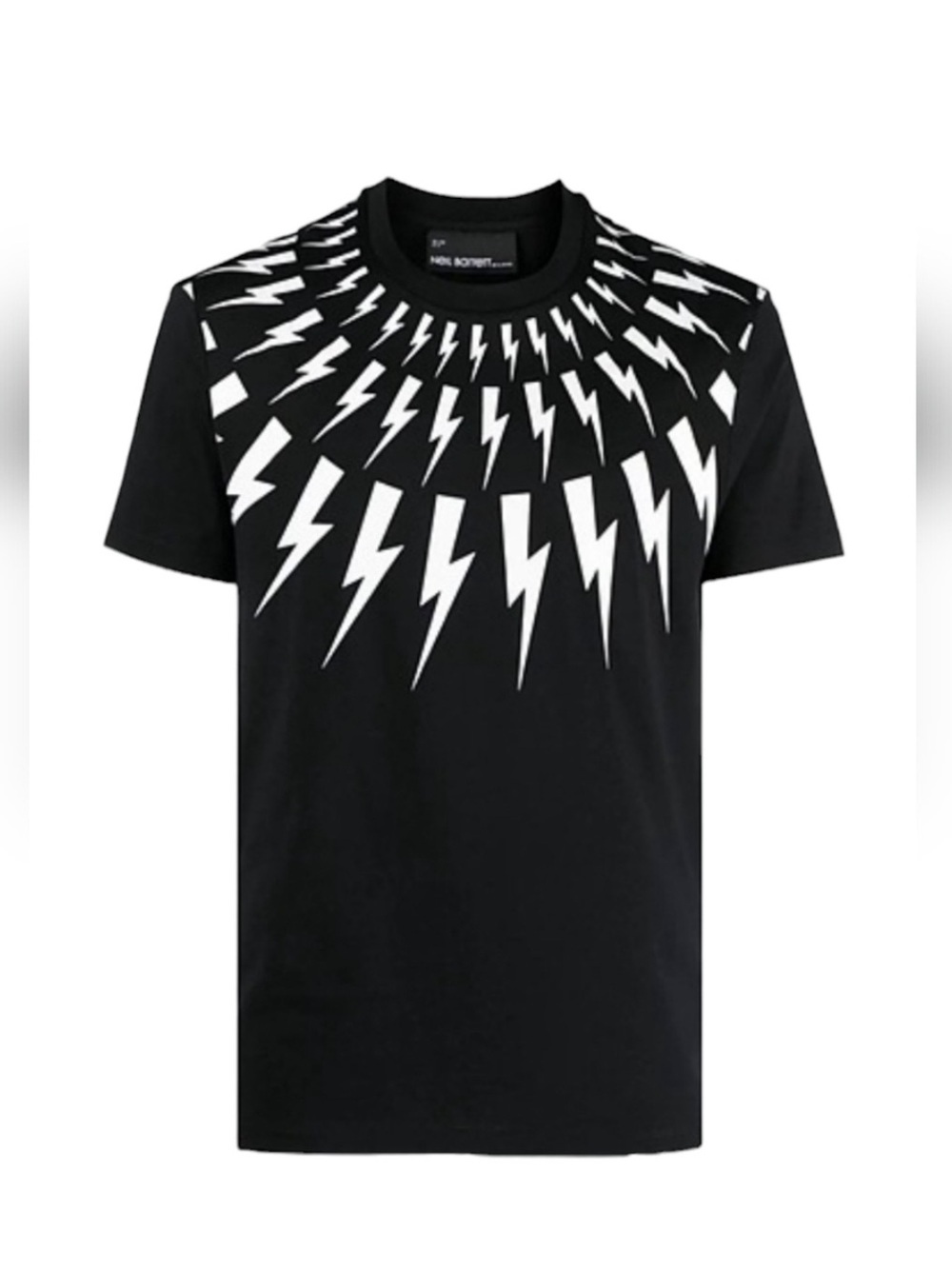 Neil Barrett Black Thunderbolt Graphic Tee Short Sleeve Made in Italy unisex szM
